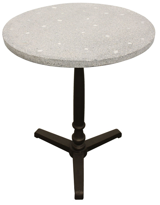 24" Stone And Iron Round Dining Table - Gray