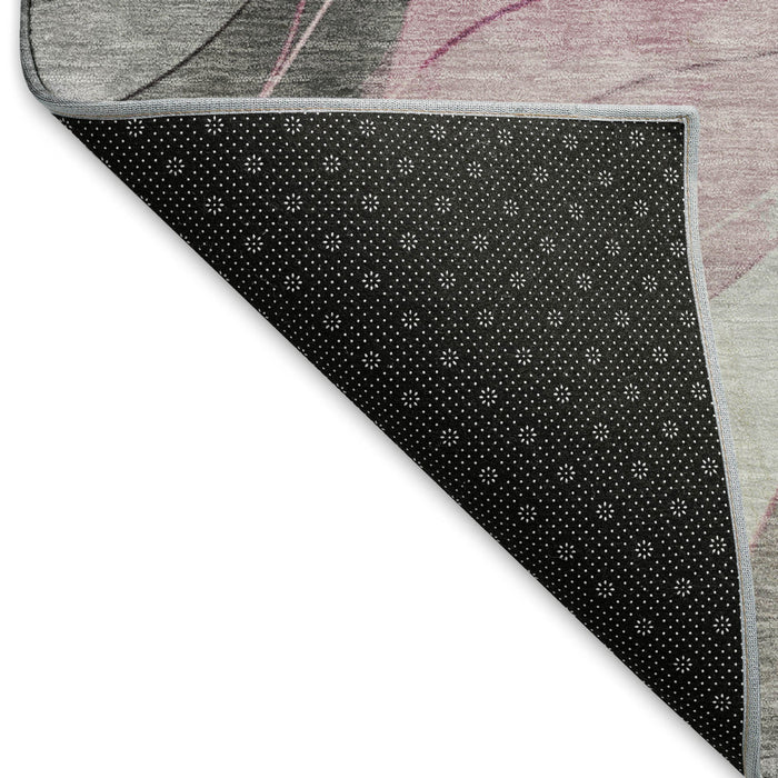 10' X 14' Abstract Washable Area Rug With UV Protection (696602) - Pink / Gray / Silver