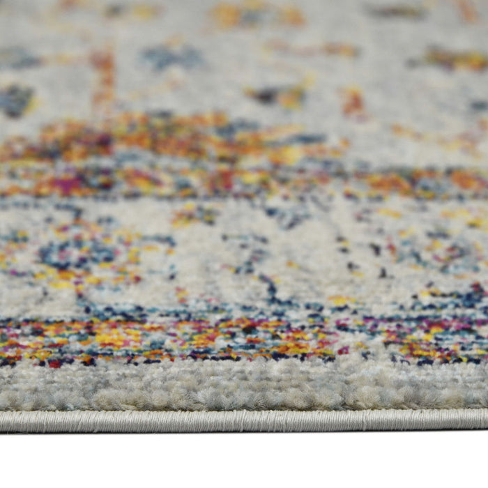 8.8' x 11.8' Floral Power Loom Area Rug - Orange And Ivory