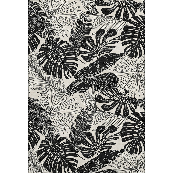 8' X 10' Geometric Washable Area Rug With UV Protection (646401) - Midnight / Ivory