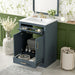 Giga modern bathroom vanity with integrated ceramic sink, two-door cabinet, and tip-out drawer for stylish storage.
