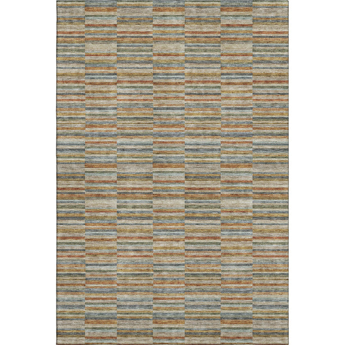 8' X 10' Striped Washable Area Rug With UV Protection - Rust
