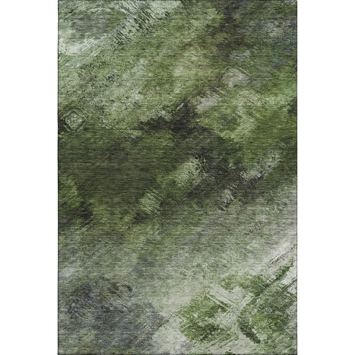 10' X 14' Abstract Washable Area Rug With UV Protection (650512) - Green / Gray / Charcoal