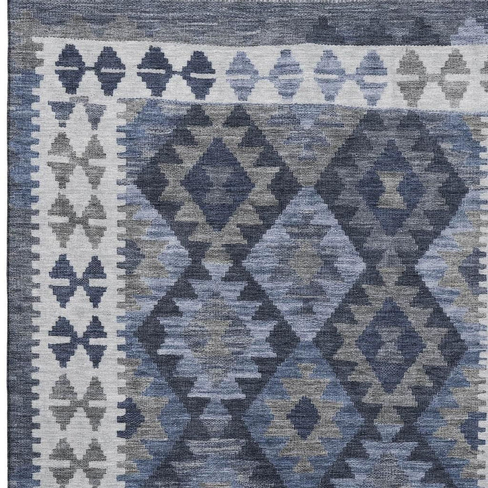 10' X 14' Tribal Washable Area Rug With UV Protection (707947) - Navy Blue / Ivory