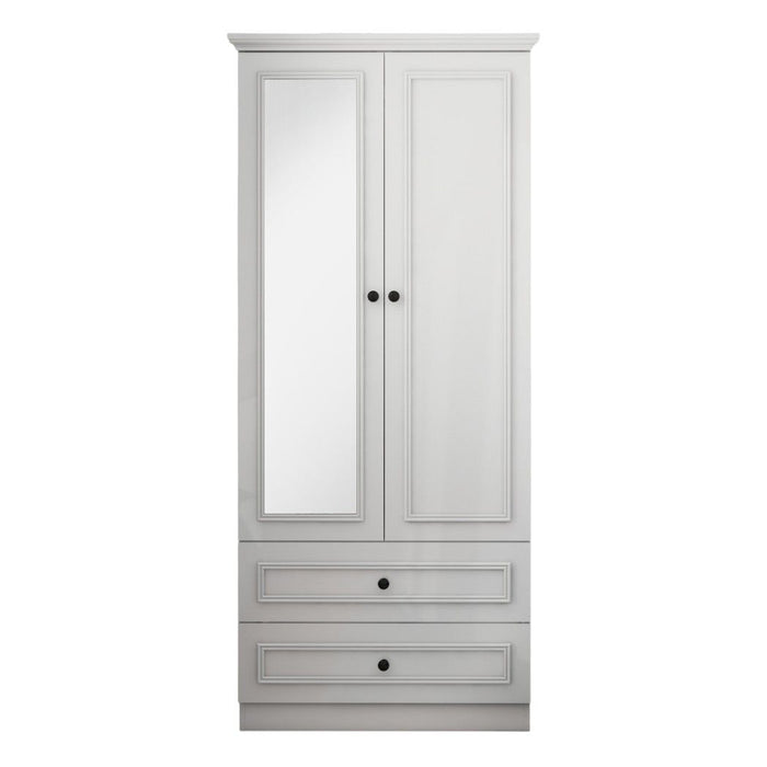 71" Wood Mirro Two Door Two Drawer Combo Dresser - White