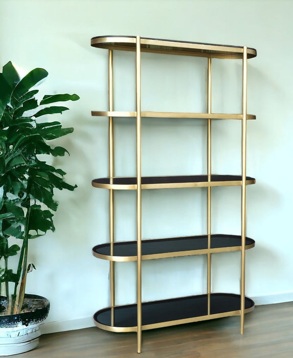 Four Tier Etagere Bookcase - Black / Gold
