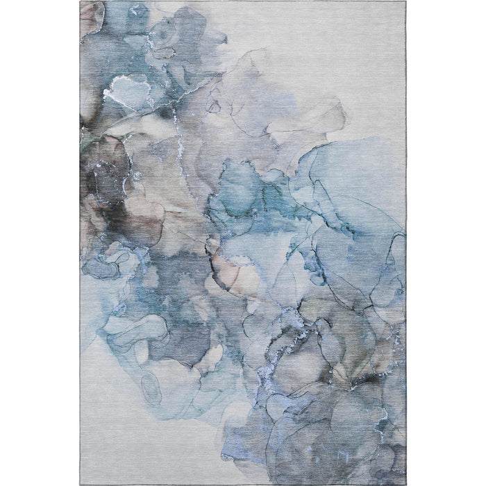 10' X 14' Abstract Washable Area Rug With UV Protection (647296) - Blue / Gray / Ivory