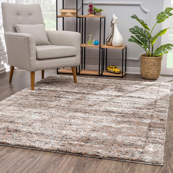 8' x 11' Retro Mod Area Rug - Ivory And Brown