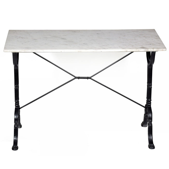 Marble And Iron Rectangular Bar Table - White / Black