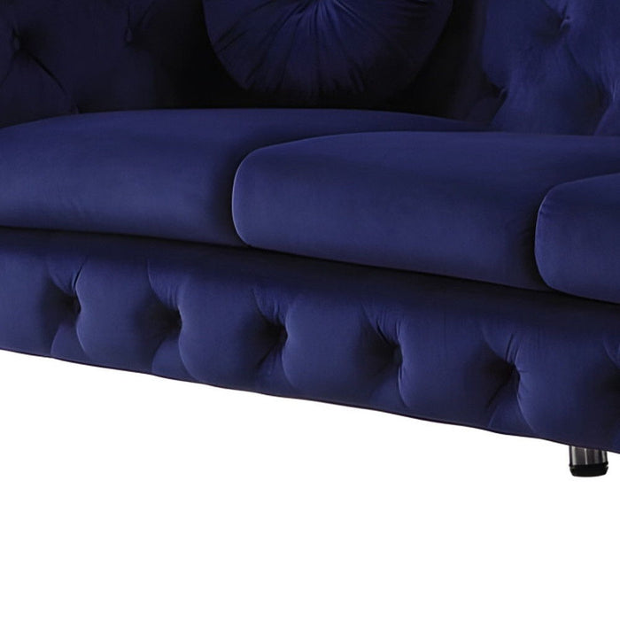 Velvet Sofa & Silver Legs - Blue