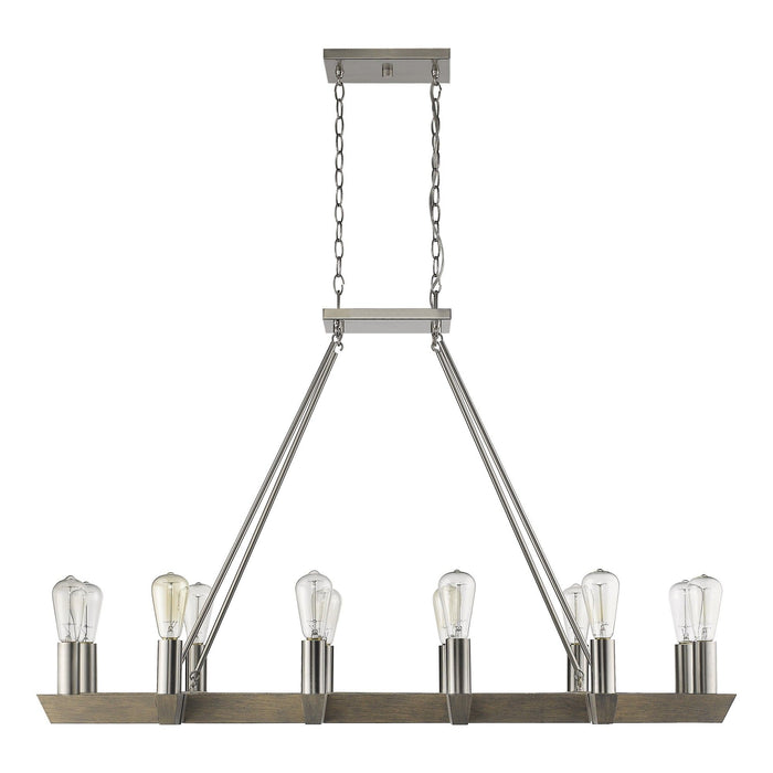 Kitchen Island Twelve Light Metal Dimmable Chandelier - Silver