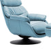 Baby blue genuine leather swivel recliner with tufted design and matching ottoman by HomeRoots.