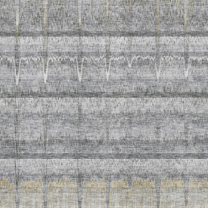 10' X 14' Striped Washable Area Rug With UV Protection (652863) - Gray / Ivory / Gold