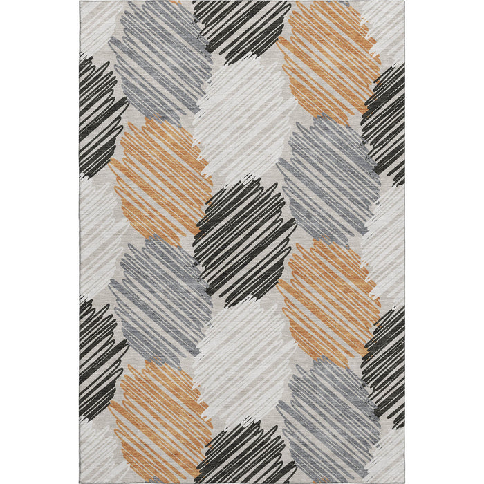 10' X 14' Geometric Washable Area Rug With UV Protection (708892) - Copper / Ivory / Gray