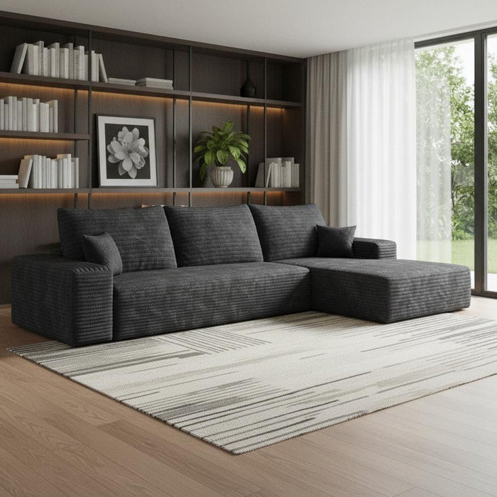 Modular Compression Foam Sofa With Toss Pillows - Black