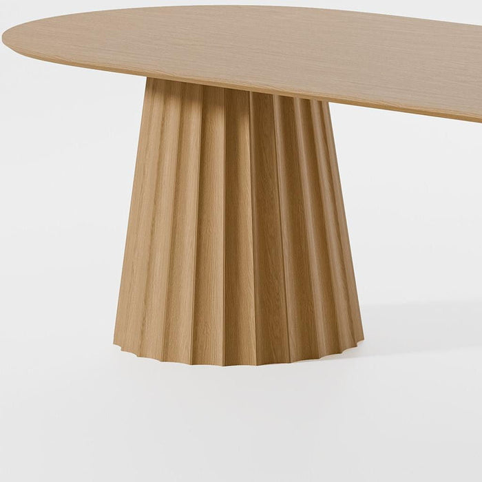 86" Wood Double Pedestal Base Oval Dining Table - Brown / Natural