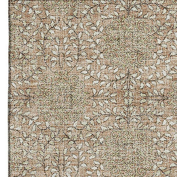 10' X 14' Damask Washable Area Rug With UV Protection (705971) - Copper / Beige