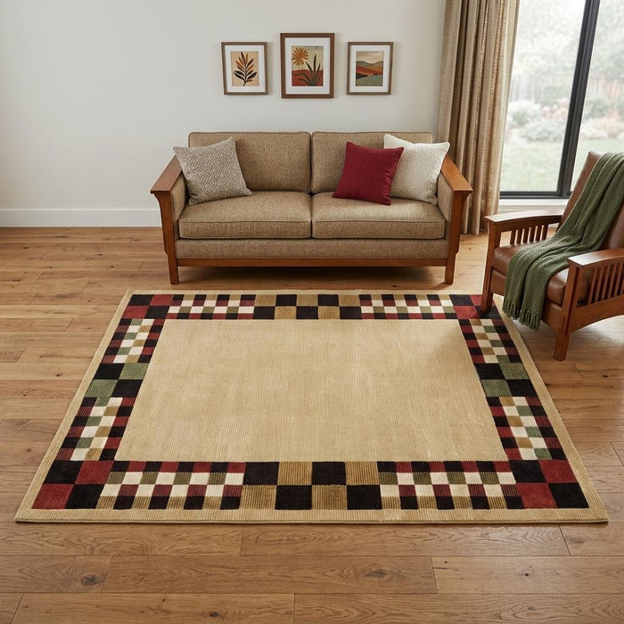 5' X 8' Oriental Hand Knotted Area Rug (744189) - Tan / Red / Black
