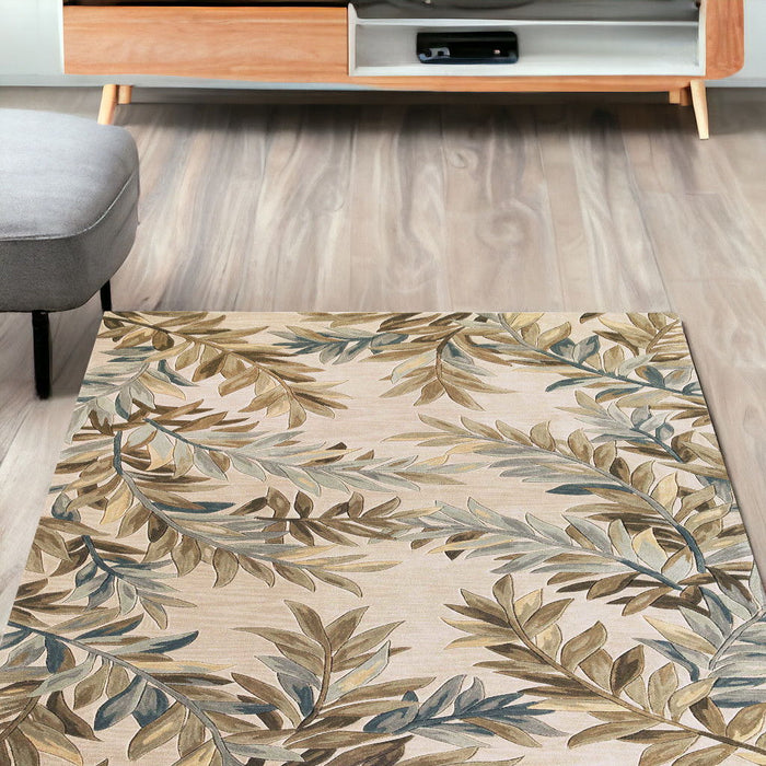 5' x 8' Hand Tufted Pinnate Fronds Indoor Area Rug - Ivory