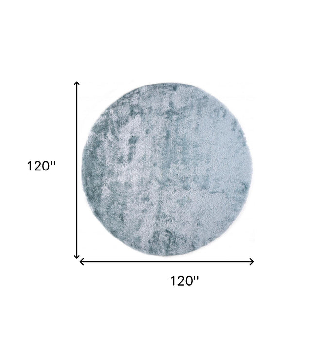10' Round Shag Tufted Handmade Area Rug - Blue And Silver