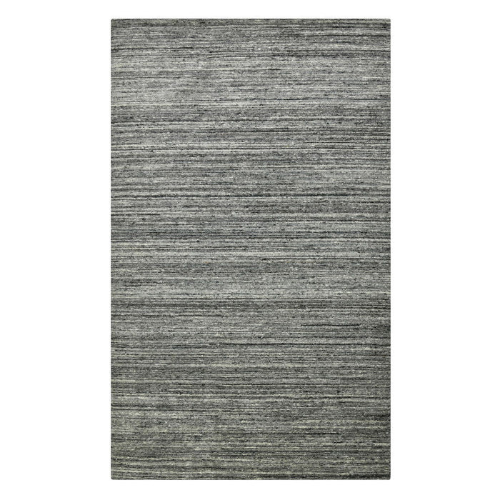 8' X 10' Wool Striped Hand Woven Area Rug (570275) - Dark Gray / Ivory