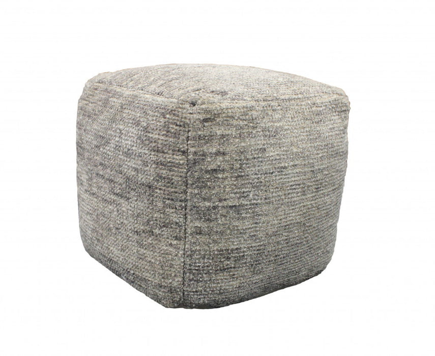 Wool Cube Pouf Ottoman - Gray