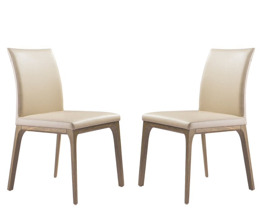 Upholstered Faux Leather Dining Room Side Chairs (Set of 2) - Taupe