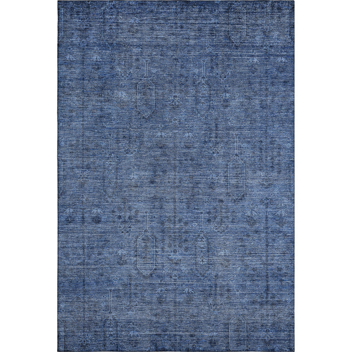 9' X 12' Southwestern Washable Area Rug With UV Protection - Navy Blue / Gray