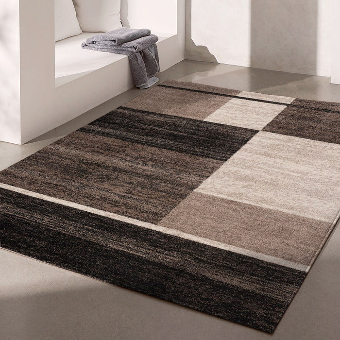 8' x 11' Abstract Blocks Area Rug - Brown And Beige