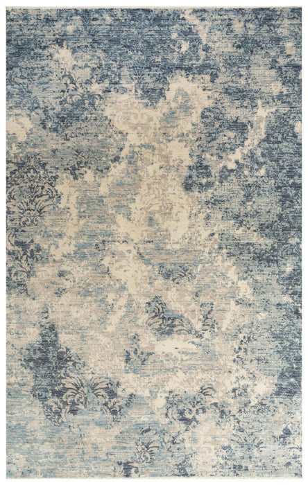 8' X 10' Wool Abstract Hand Carved Handmade Area Rug (747998) - Blue / Gray / Ivory