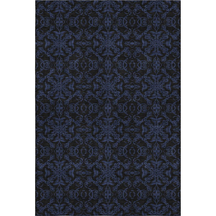 10' X 14' Medallion Washable Area Rug With UV Protection - Blue / Charcoal