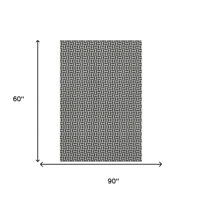 10' X 14' Geometric Washable Area Rug With UV Protection (672392) - Black / Ivory