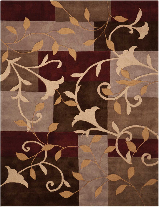 7' X 9' Floral Handmade Area Rug (556027) - Brown