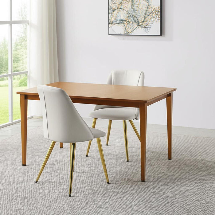 Upholstered Faux Leather Metal Dining Side Chairs (Set of 2) - White