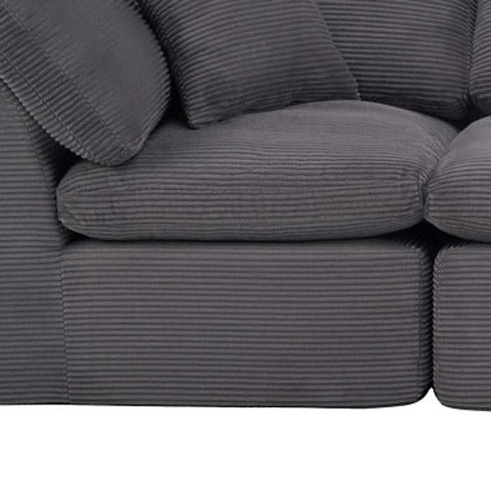 Corduroy Modular Sofa Chaise With Ottoman Toss Pillows (725197) - Dark Gray