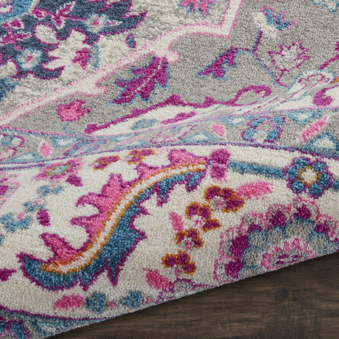 9' x 12' Floral Power Loom Area Rug - Gray and Beige