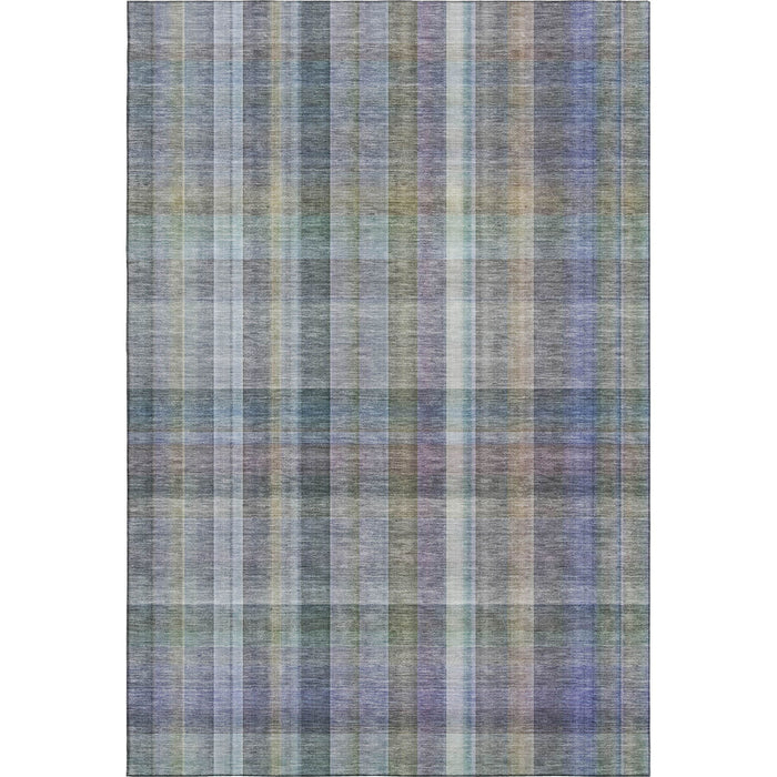 5' X 8' Plaid Washable Area Rug With UV Protection (648018) - Green / Purple