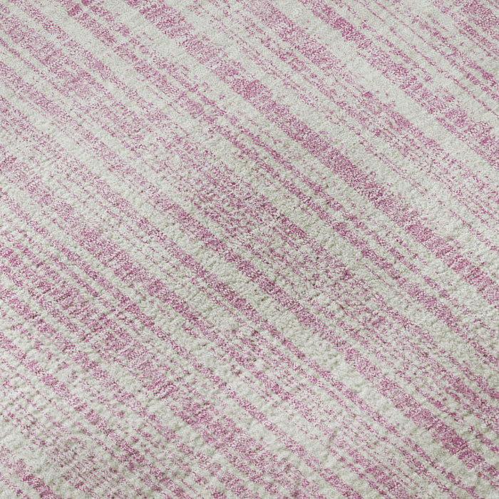 10' X 14' Striped Washable Area Rug With UV Protection - Pink And Ivory