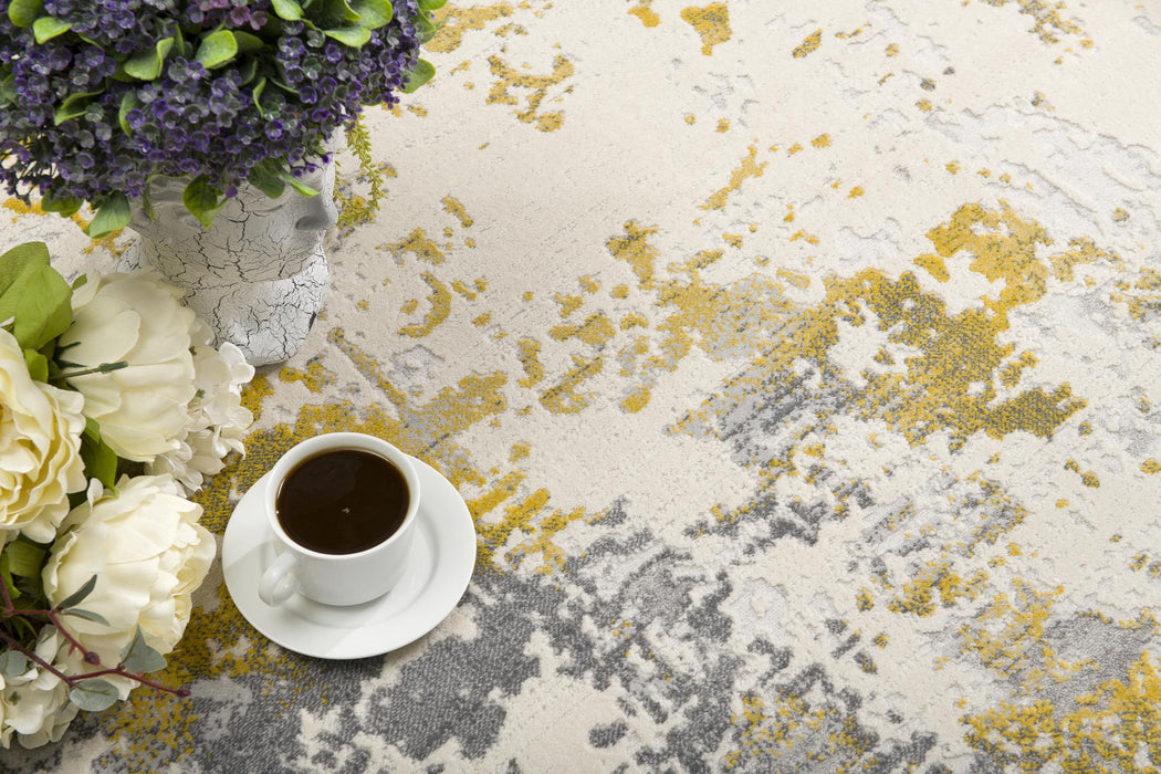 2' X 30' Abstract Area Rug (609824) - Gold / Gray