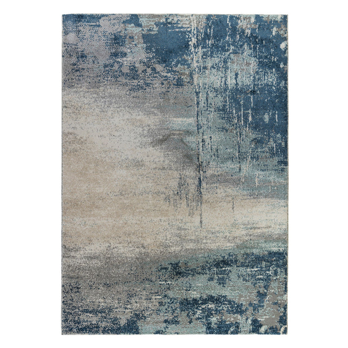 9' x 12' Abstract Power Loom Area Rug - Dark Blue And Gray