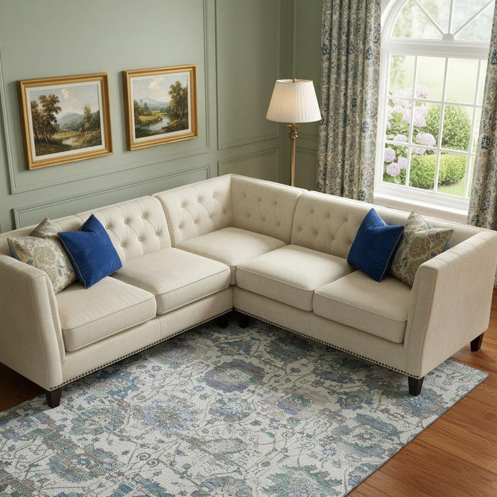 10' X 14' Oriental Washable Area Rug With UV Protection (699514) - Ivory / Blue / Gray
