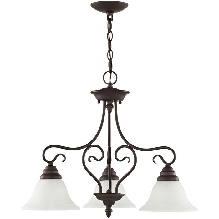 21" Three Light Dimmable Chandelier With Shades - Bronze