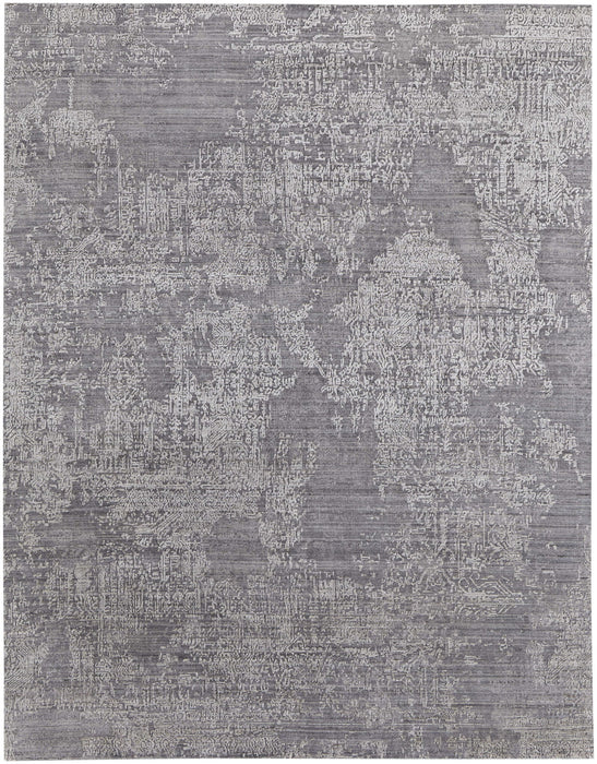 5' x 8' Abstract Hand Woven Worn Faded Area Rug - Gray