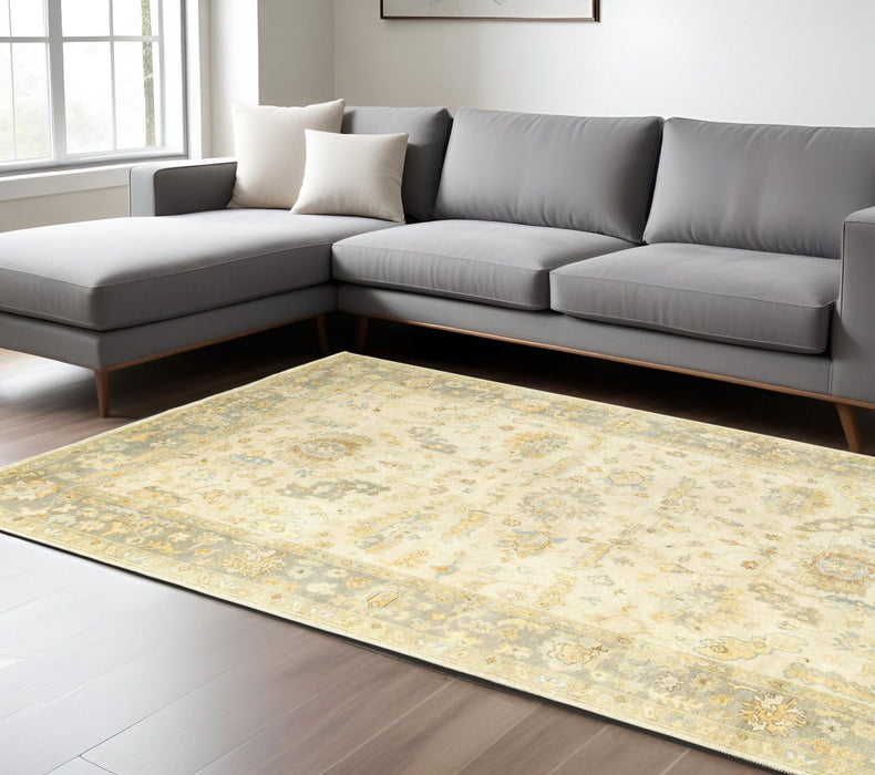 8' X 10' Wool Oriental Hand Knotted Area Rug - Beige And Gray