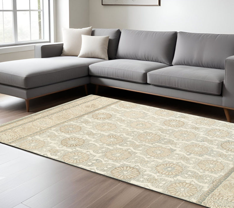 8' X 10' Wool Floral Hand Tufted Area Rug - Sand