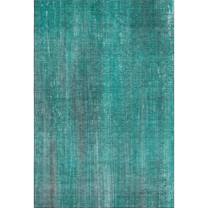 10' X 14' Striped Washable Area Rug With UV Protection (648772) - Teal / Ivory