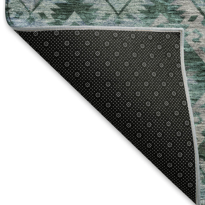 10' X 14' Washable Area Rug With UV Protection (695624) - Emerald / Teal / Gray
