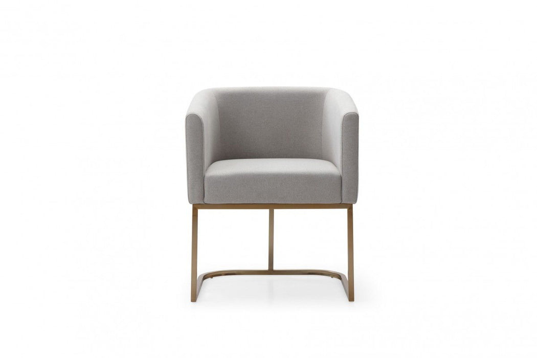Contemporary Upholstered Fabric Dining Arm Chair - Light Gray