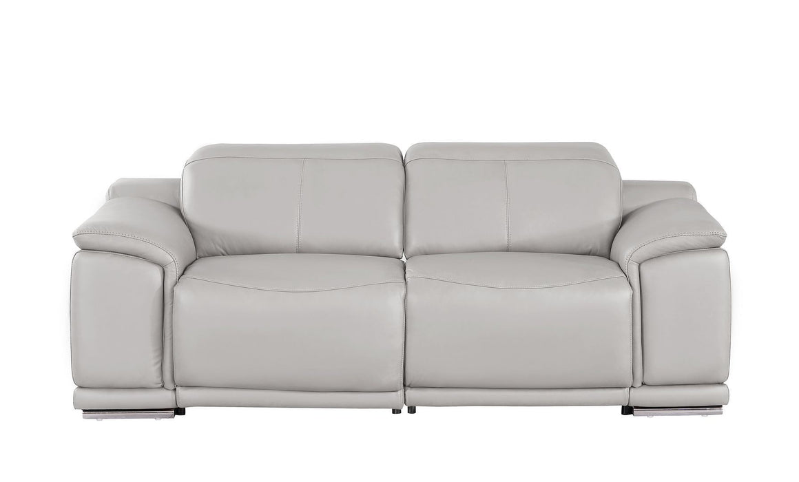 Leather Power Reclining Loveseat (643820) - Ash Gray / Silver