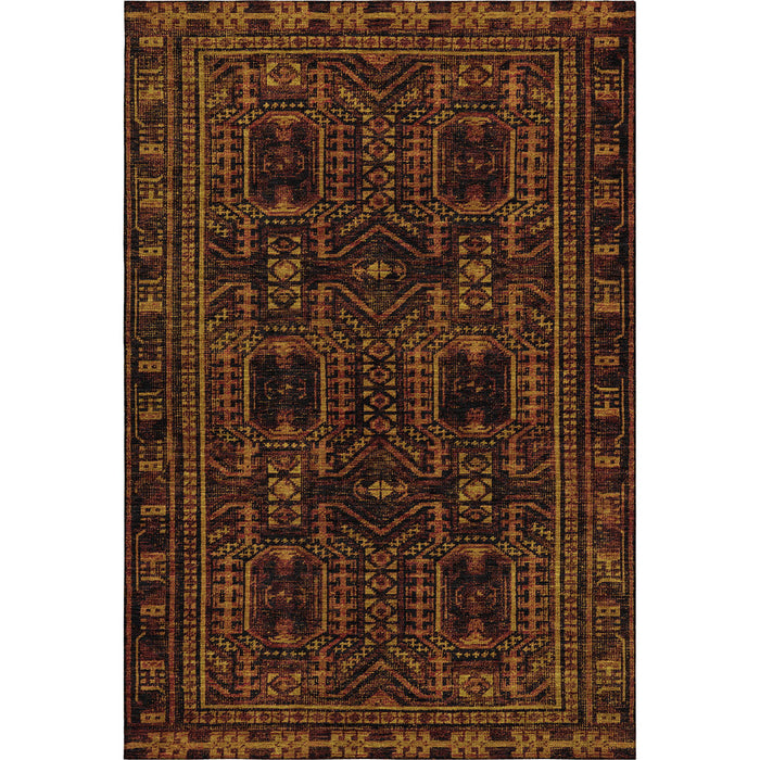 10' X 14' Geometric Washable Area Rug With UV Protection (708127) - Rust / Black